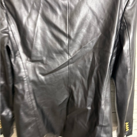 Zara Faux Leather Blazer Jacket size medium black - Picture 5 of 6